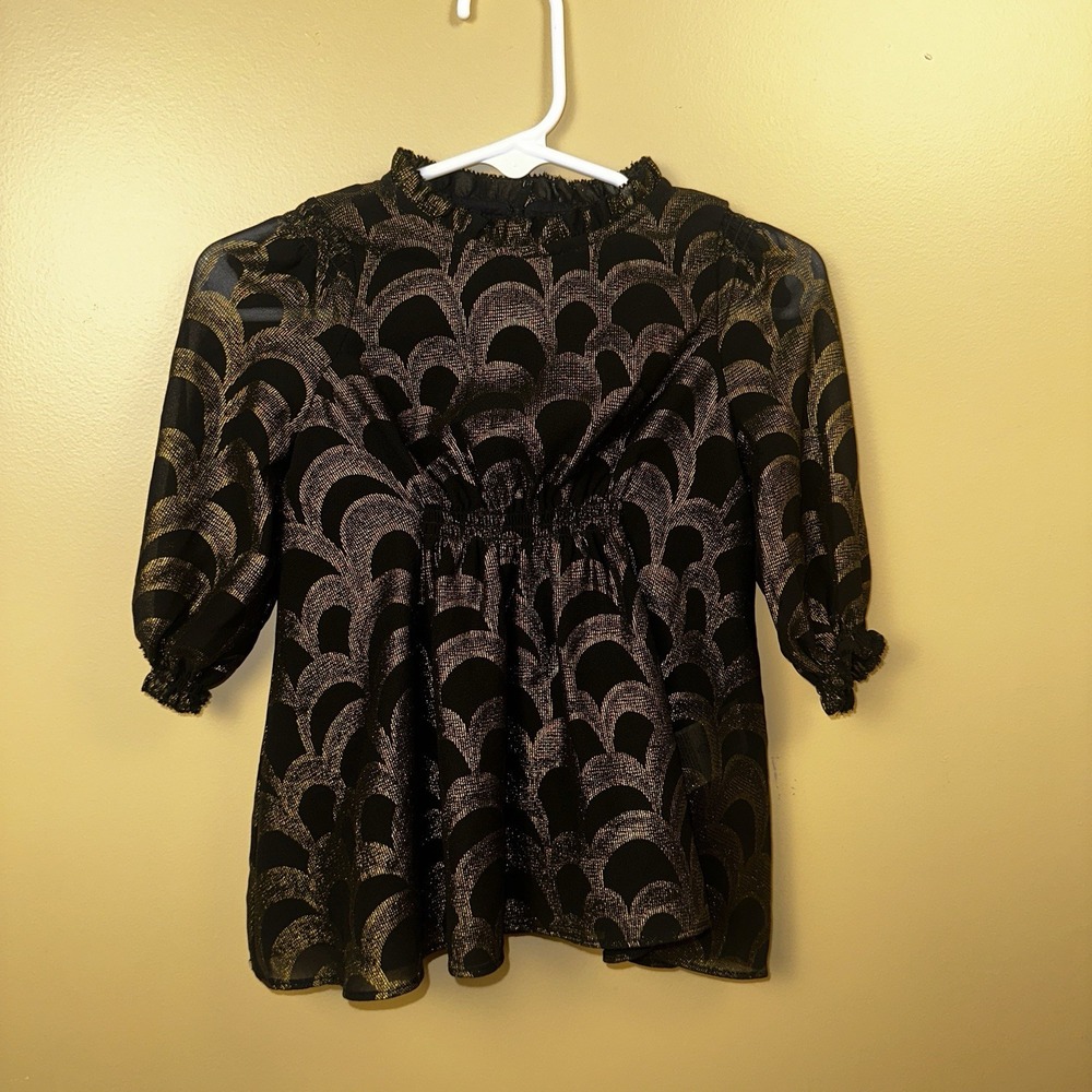 NWT Banana Republic Baby Dress Sz 3-6 Months Black & Gold, Lined w/Bloomers $95!